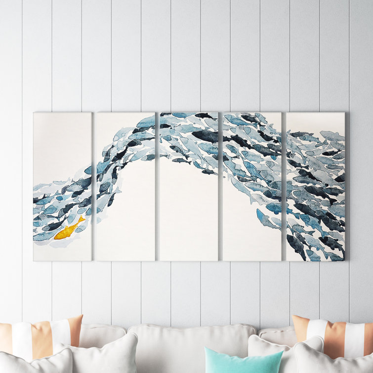 Beachcrest Home Goldfish by Norman Wyatt Jr. 5 Piece Wrapped Canvas